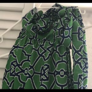 Green and Navy Sleeveless tie neck shirt